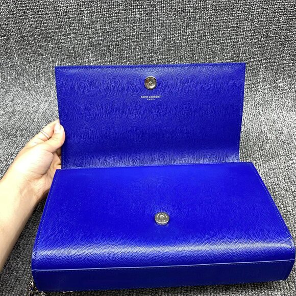 100% Authentic Saint Laurent Kate Blue Leather Shoulder Bag - Picture 9 of 14